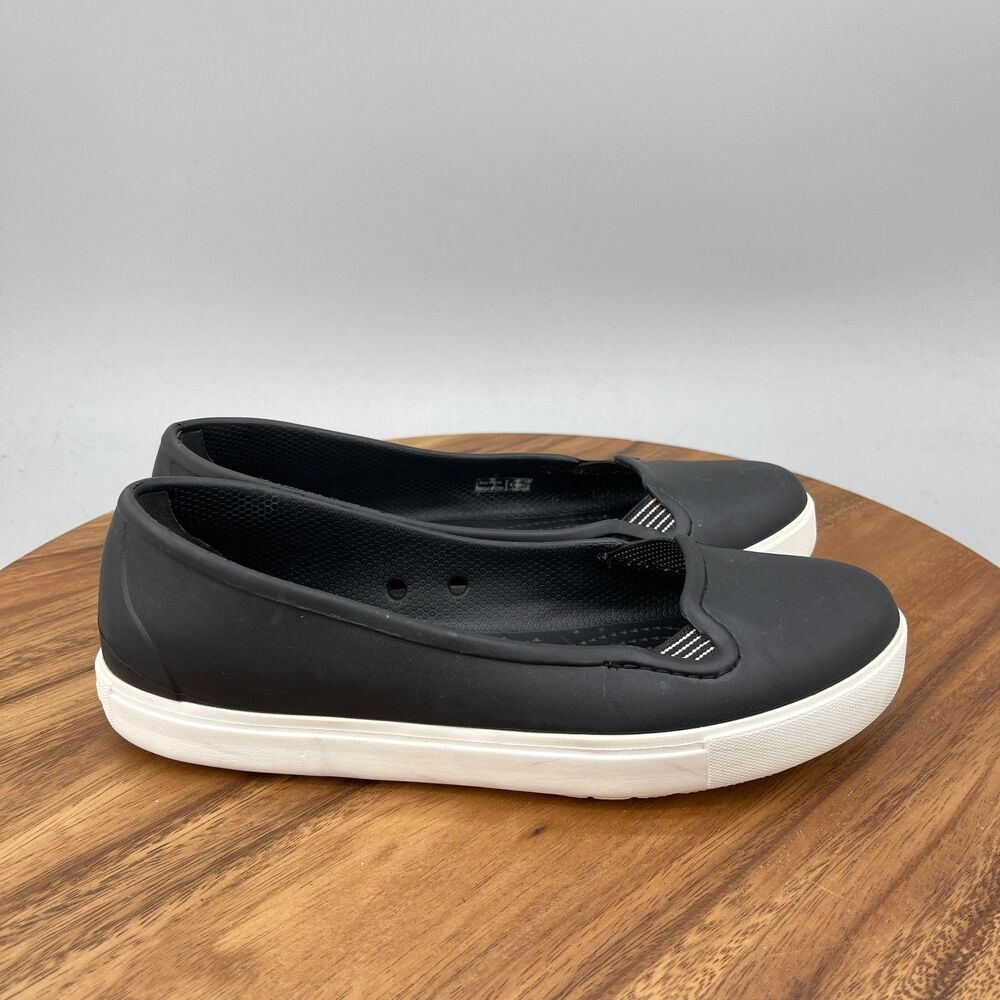Crocs Citilane Flats Womens Size 8 Black Slip On Shoes Dual Comfort EUC Casual